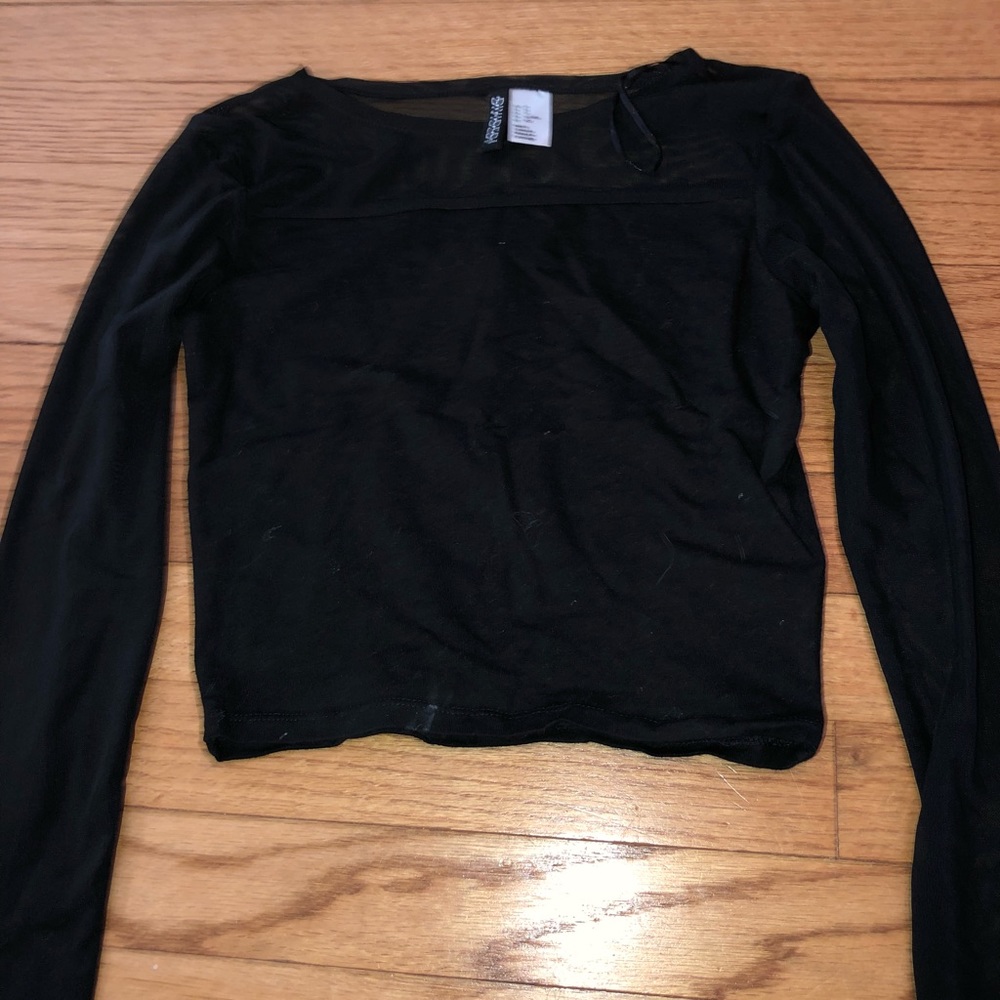Black long sleeve mesh top